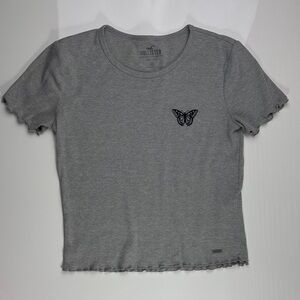 Hollister Gray Ribbed Knit Baby Tee